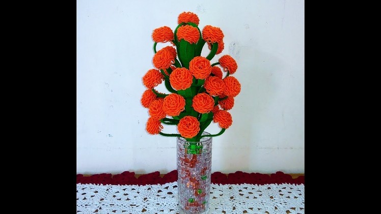 Make Woolen and X-Rays Paper Beautiful Flower Guldasta.Vase of New Design.