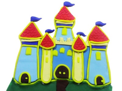 Making Disney Princess Castle with PlayDoh Sparkle - DIY Disney Princes Rainbow Castle PlayDoh