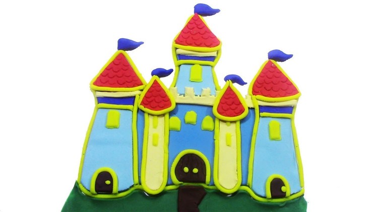 Making Disney Princess Castle with PlayDoh Sparkle - DIY Disney Princes Rainbow Castle PlayDoh