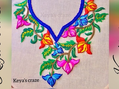 New kameez. kurti neckline hand embroidery tutorial with Brazilian hand embroidery (2018)