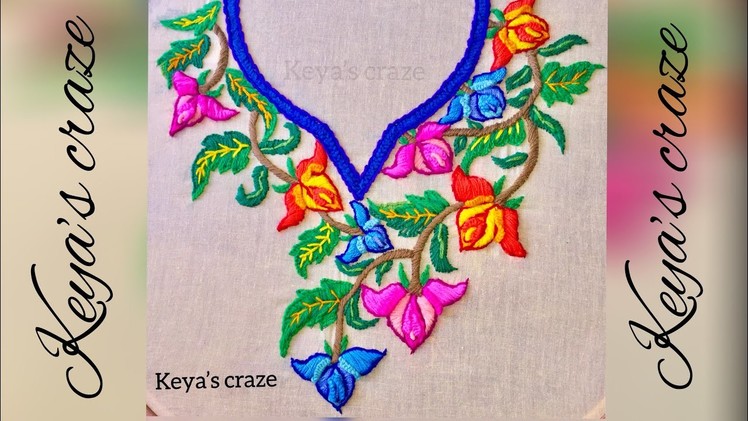New kameez. kurti neckline hand embroidery tutorial with Brazilian hand embroidery (2018)