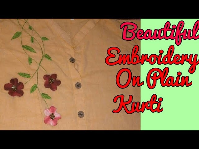 Simple & Easy Hand Embroidery Design On Kurti | Satin Stitch for begginer