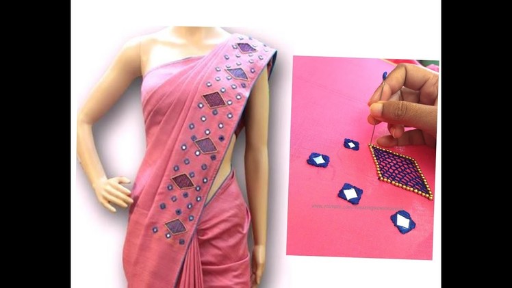 Turn Old Plain Sari to Designer Sari-Very Simple & Easy | Aari. Maggam Hand Embroidery Stitches