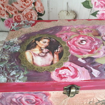 Wooden decoupage box, original gift, gift for woman, gold, handmade, 2017, gift, unique, wooden box.
