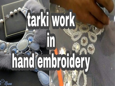#002 tarki work|hand embroidery|glass beads|diamond work