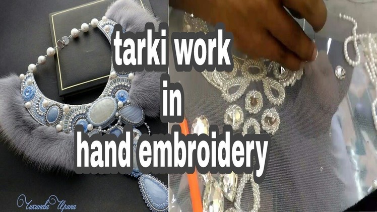#002 tarki work|hand embroidery|glass beads|diamond work