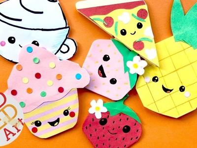 5 Kawaii FOOD Bookmark Corners - Pineapple, Pizza, Cupcake, Strawberry, Coffee Cup Bookmark DIYs