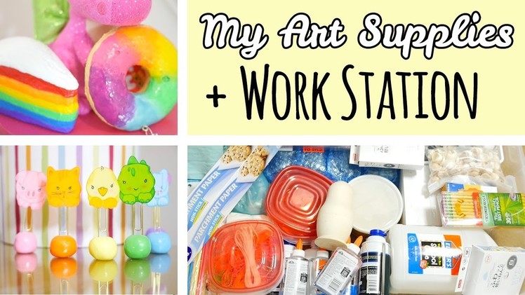 All My Art Supplies + Work Station Tour | Art, Crafts, Squishies