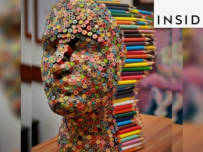 An artist created a sculpture made of glue and 500 colored pencils