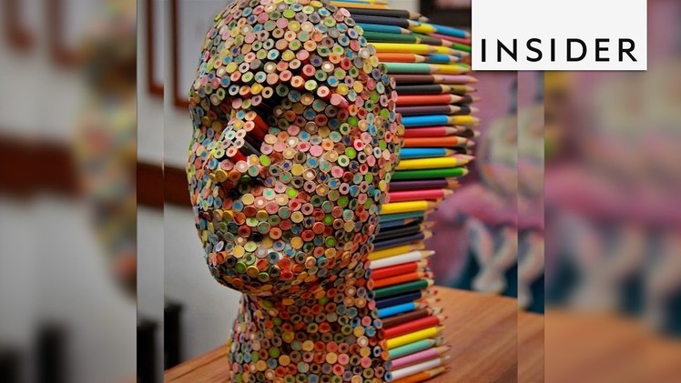 An artist created a sculpture made of glue and 500 colored pencils