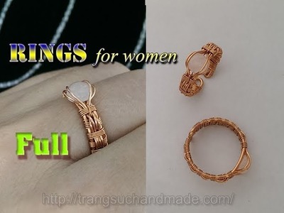 Couple rings part 2 - rings for women from copper wire and small Cabochon 329