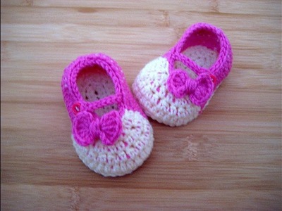 Crochet Baby shoes booties 3.5". 0-3 months slippers tutorial Happy Crochet Club