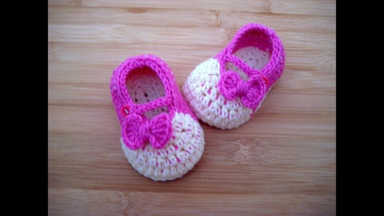 Crochet Baby shoes booties 3.5". 0-3 months slippers tutorial Happy Crochet Club