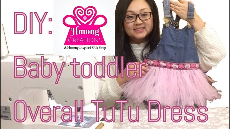 DIY baby toddler Overalls Tutu dress With Hmong trim