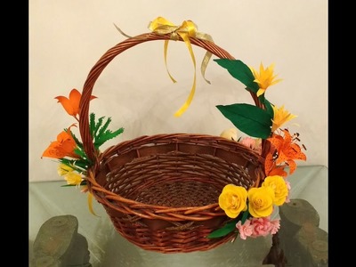 Diy How to decorate Gift hamper basket with paper flowers