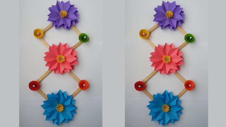 DIY: How to Make Beautiful Wall Hanging With Paper & Ice cream Stick!!!!