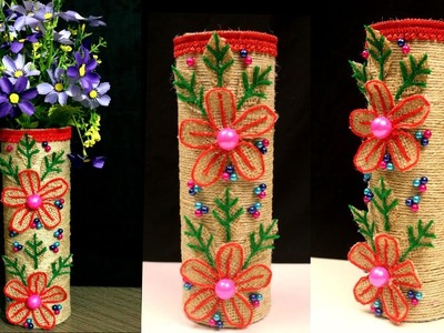 DIY - How to Make Best out of waste Flower vase - Cool Ideas of Using Jute and Pringles Can