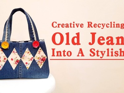 DIY Idea | Creative Recycling Old Jeans into A Stylish 【手作教学】巧小旧牛仔裤手提包制作❤❤