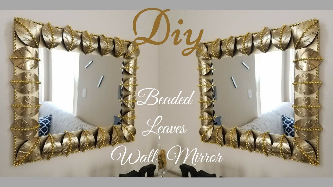 Diy Metallic Gold Wall Decor Beaded Leaf Mirror Design