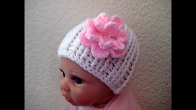 Easy Crochet Baby beanie hat  Newborn 0-3 months tutorial