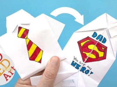 Easy Origami Shirt - How to Draw Superman Logo - Father's Day - collar Rainbow Tinkle's World