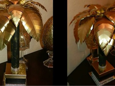 Elegant Tropical Table Lamp DIY| Dollar Tree DIY Lamp| Black & Gold Home Decor