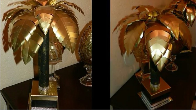 Elegant Tropical Table Lamp DIY| Dollar Tree DIY Lamp| Black & Gold Home Decor