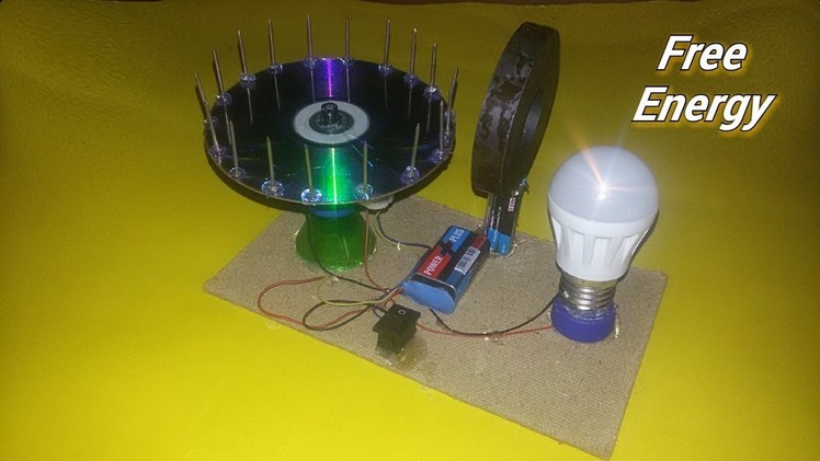 Free Energy light blub device with magnet 100% self running Dc motor at home - New idea