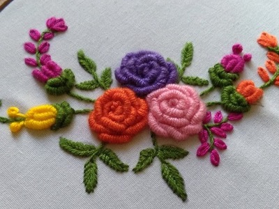 Hand Embroidery - Brazilian Embroidery - Bullion Knot Rose Embroidery