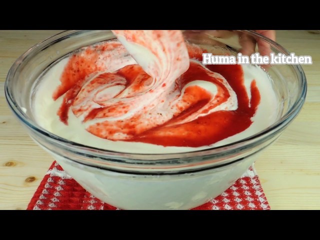 Homemade Strawberry Ice Cream Recipe - Egg less - No Ice cream Maker by (HUMA IN THE KITCHEN)