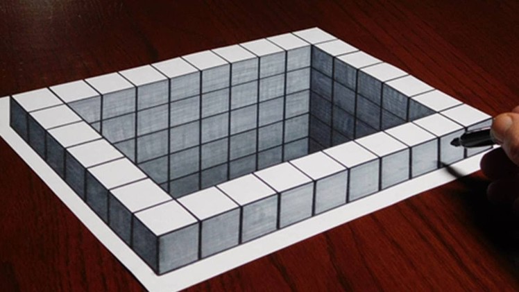 How to Draw a Hole with Cubes - 3D Trick Art