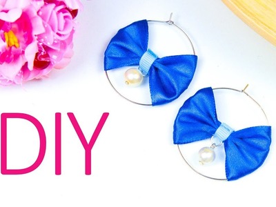 How to make Bow hoops earrings (Easy)| DIY satin ribbon earrings | Beads art