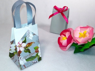 How to make gift bag in 2 MINUTES from wrapping paper ANY SIZE. Origami gift bag.
