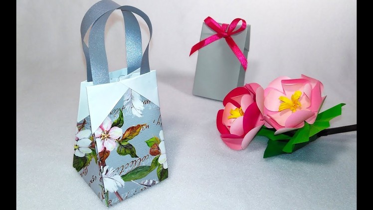 How to make gift bag in 2 MINUTES from wrapping paper ANY SIZE. Origami gift bag.