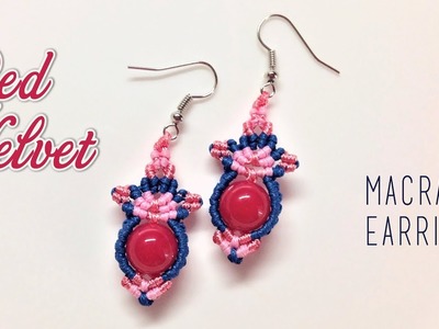 Macrame tutorial - The Red velvet earrings  - macrame jewelry set