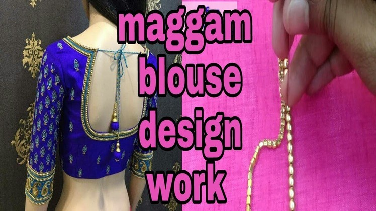Maggam Golden pearl work and diamond Chen hand embroidery