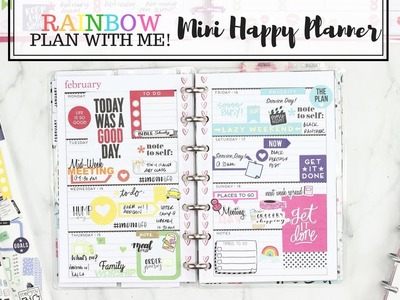 MINI HAPPY Planner Plan With Me! Rainbow Spread???? | At Home With Quita