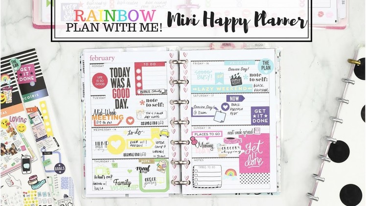 MINI HAPPY Planner Plan With Me! Rainbow Spread???? | At Home With Quita