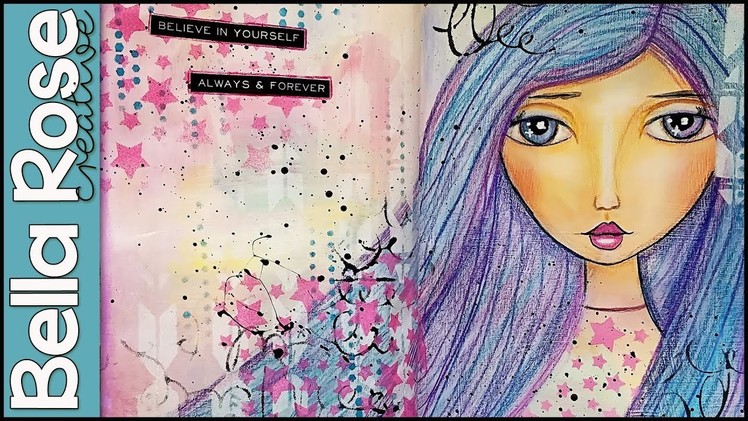Neocolor II Crayons Mixed Media Girl Face Portrait Painting Art Journal