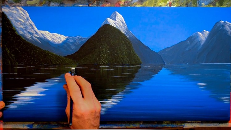 Painting Mountains with Water Reflections - In Acrylics