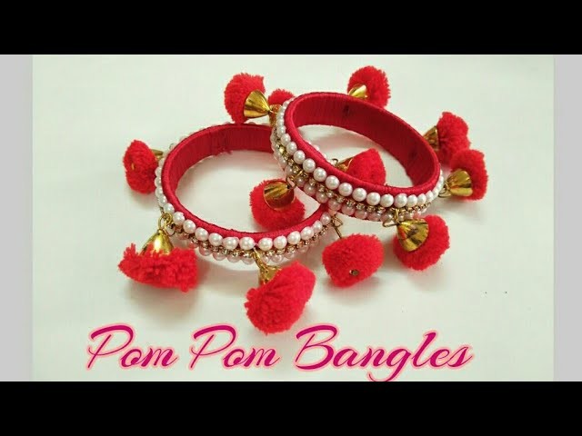 Pom Pom Bangles.Silk Thread Pom Pom Bangles.How to make Pom Pom Bangles from old waste bangles