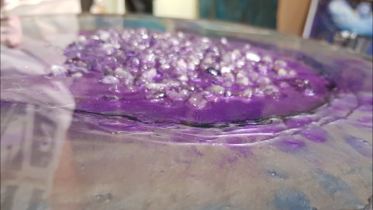 Resin art with real Amethyst chrystal. from start to finish. begginers technique tutorial