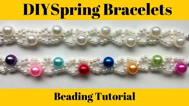 Spring bracelet.  Beads bracelet making. Easy beading tutorial for beginners
