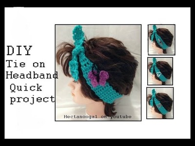 Spring Crochet Headband, QUICK CROCHET PROJECT, TIE ON HEADBAND, , crochet Butterfly