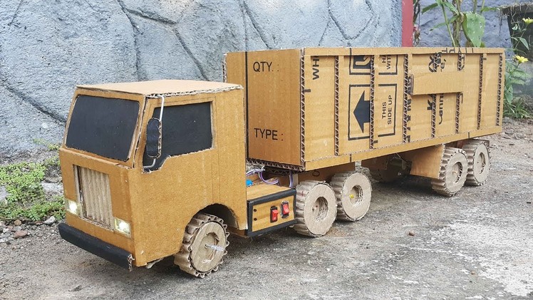 Wow dc motor container truck with cardboard