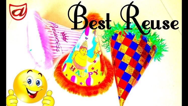 Best reuse craft ideas from Kids Party Hats | Make an amazing showpiece out of used Birthday Cap