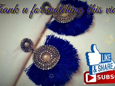 Blue Beautiful Silk Thread Tassel Earrings DIY best Home Lesson Tutorial Hindi.Urdu