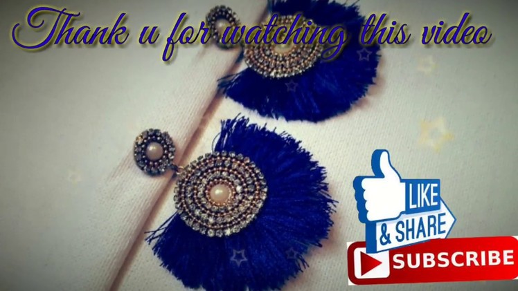 Blue Beautiful Silk Thread Tassel Earrings DIY best Home Lesson Tutorial Hindi.Urdu