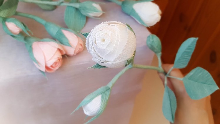 Crepe paper ROSE with BUDS. Easy crepe rose flower tutorial