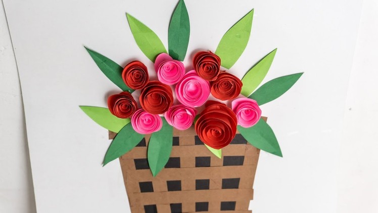 Cute DIY paper flower basket: Make Kids Craft Ideas with CraftiKids